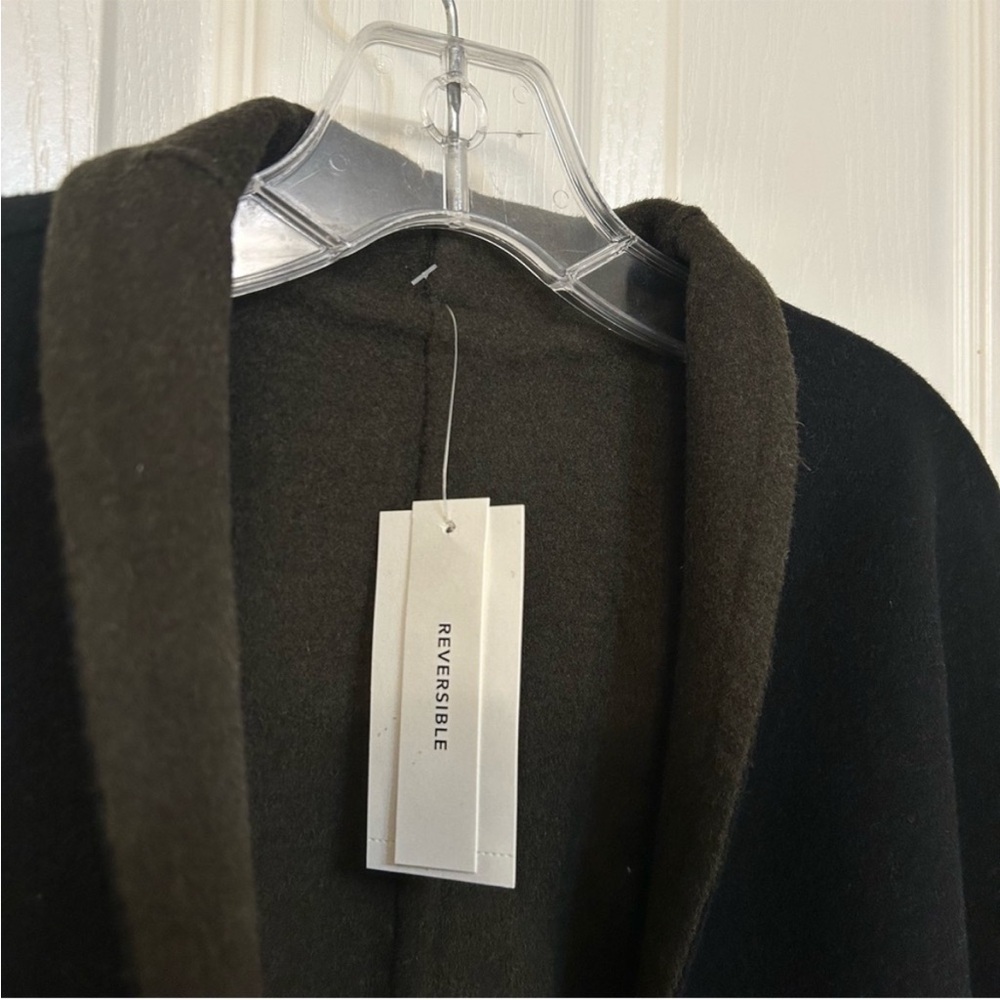 Vince Reversible Collarless Wool Blend Coat in Black/Eden Green Size M - Picture 7 of 9
